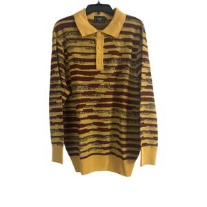 GUC Cigar Brand Mens Polo Style Lightweight Sweater Long Sleeve 50% Wool Size XL